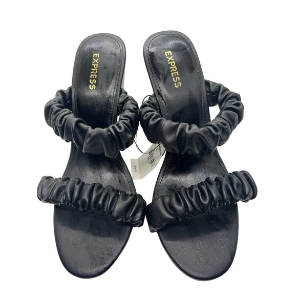 Express Ruched Double Band Slide Wedge Sandals Size 7 NWT - Picture 2 of 5